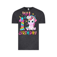 Vintage Black my 1 st birthday with little cute unicorn Vintage Tee - NancyCooperArtShop