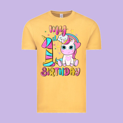 My 1 St Birthday With Little Cute Unicorn Vintage Tee Designed By Nancycooperartshop