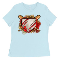Baby Blue baseball home plate Ladies Tee - Jasminsmagicworld