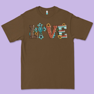 Western Love With Cross Premium Tee Designed By Artiststas