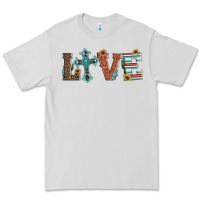 Dove Grey western love with cross Premium Tee - Artiststas
