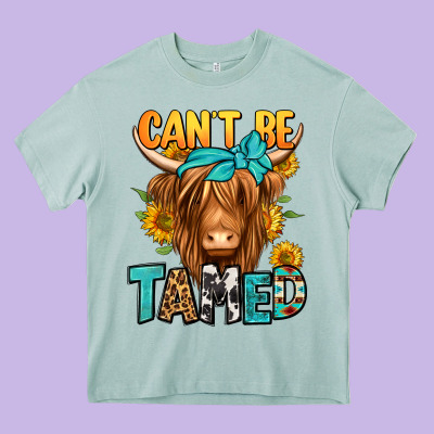 Can't Be Tamed Longhaired Cow Heavy Core Tee Designed By Jasminsmagicworld