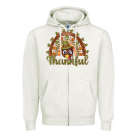 Oatmeal Heather Turkey rainbow thankful thanksgiving Zipper Hoodie - NancyCooperArtShop