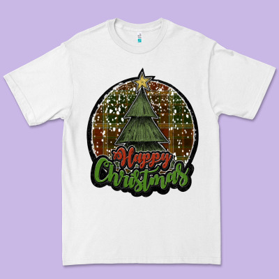 Happy Christmas Black Premium Tee Designed By Jahusdesignshop