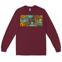 Burgundy give thanks license plate Long Sleeve Tee - BundleAndBundleShop