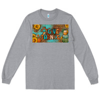 Heather Grey give thanks license plate Long Sleeve Tee - BundleAndBundleShop