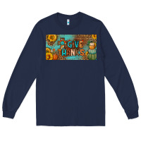 Navy give thanks license plate Long Sleeve Tee - BundleAndBundleShop
