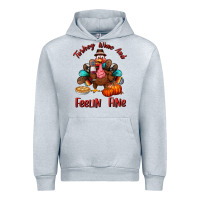 Heather Grey turkey wine and feelin fine Urban Hoodie - BundleAndBundleShop