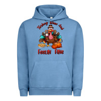 Pigment Pebble Blue turkey wine and feelin fine Urban Hoodie - BundleAndBundleShop