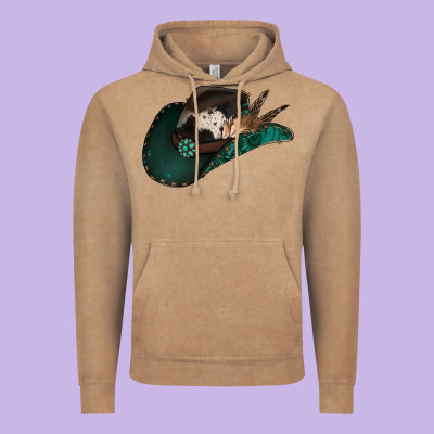 Cowhide Flowers Cowboy Hat Vintage Hoodie Designed By Jasminsmagicworld