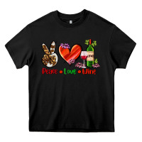 Black peace love wine Heavy Core Tee - AdoDesignShop