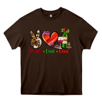 Chocolate Brown peace love wine Heavy Core Tee - AdoDesignShop
