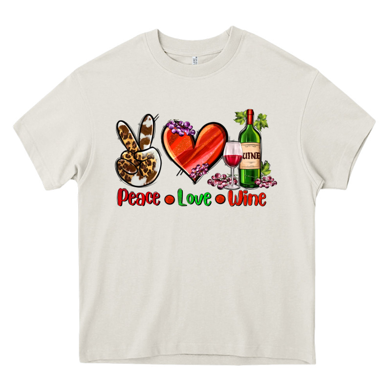 Peace Love Wine Heavy Core Tee by AdoDesignShop | Teevron