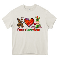 Cream peace love wine Heavy Core Tee - AdoDesignShop