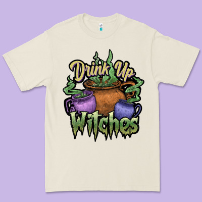 Drink Up Witches White Premium Tee Designed By Jahusdesignshop