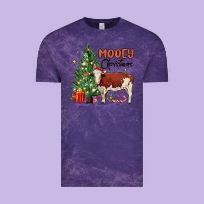 Mooey Christmas Vintage Tee Designed By Maliassmallbusiness