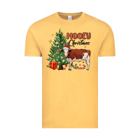 Vintage Mustard mooey christmas Vintage Tee - MaliasSmallBusiness