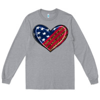 Heather Grey leopard with american flag Long Sleeve Tee - RanaPortraitStore