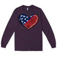 Plum leopard with american flag Long Sleeve Tee - RanaPortraitStore
