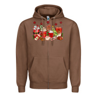 Chestnut Christmas coffee cups Zipper Hoodie - texasbilliewilder