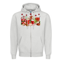 Dove Grey Christmas coffee cups Zipper Hoodie - texasbilliewilder