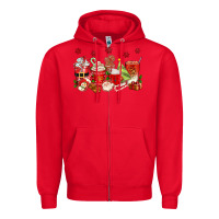 Red Christmas coffee cups Zipper Hoodie - texasbilliewilder