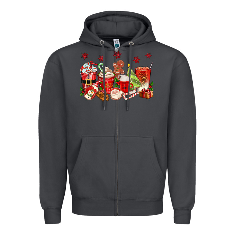 Christmas Coffee Cups Zipper Hoodie by texasbilliewilder | Teevron