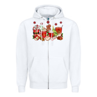White Christmas coffee cups Zipper Hoodie - texasbilliewilder