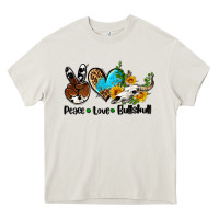 Cream peace love  bullskull Heavy Core Tee - AdoDesignShop