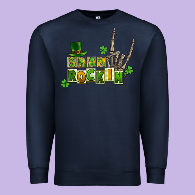 Sham Rockin Skeleton Hand St. Patrick's Premium Sweatshirt Designed By Cowgirlartshop