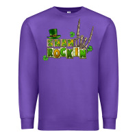 Purple Sham rockin skeleton hand St. Patrick's Premium Sweatshirt - CowGirlArtShop
