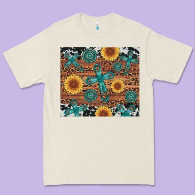 Cross Gemstone And Sunflower Premium Tee Designed By Artiststas