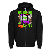 Black Horror movies and chill Zipper Hoodie - NancyCooperArtShop