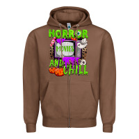 Chestnut Horror movies and chill Zipper Hoodie - NancyCooperArtShop