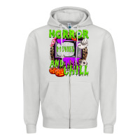 Dove Grey Horror movies and chill Zipper Hoodie - NancyCooperArtShop