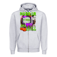 Heather Grey Horror movies and chill Zipper Hoodie - NancyCooperArtShop