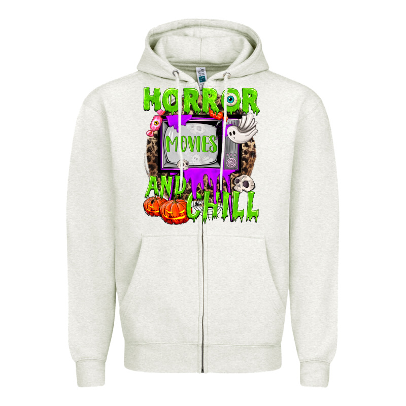 Horror Movies And Chill Zipper Hoodie by NancyCooperArtShop | Teevron