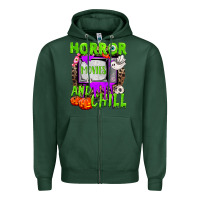 Sports Green Horror movies and chill Zipper Hoodie - NancyCooperArtShop