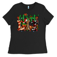 Black lets get lit with Christmas Ladies Tee - AdoDesignShop