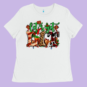 Lets Get Lit With Christmas Ladies Tee Designed By Adodesignshop