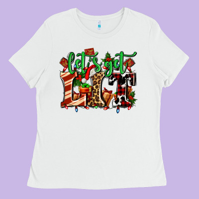 Lets Get Lit With Christmas Ladies Tee Designed By Adodesignshop