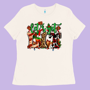 Lets Get Lit With Christmas Ladies Tee Designed By Adodesignshop