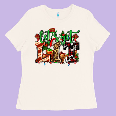 Lets Get Lit With Christmas Ladies Tee Designed By Adodesignshop