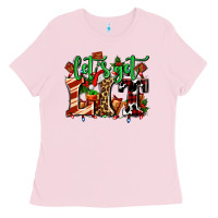 Bubblegum Pink lets get lit with Christmas Ladies Tee - AdoDesignShop