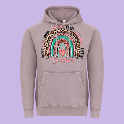 Teacher Rainbow Vintage Hoodie Designed By Maliassmallbusiness