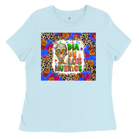 Baby Blue Dia de los muertos Ladies Tee - RanaPortraitStore