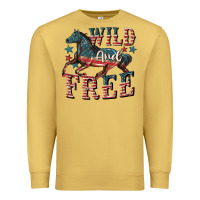 Antique Gold Wild and free 4th of july Premium Sweatshirt - CowGirlArtShop