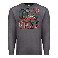 Charcoal Heather Wild and free 4th of july Premium Sweatshirt - CowGirlArtShop