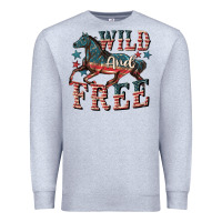 Heather Grey Wild and free 4th of july Premium Sweatshirt - CowGirlArtShop
