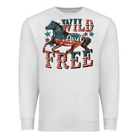 Oatmeal Heather Wild and free 4th of july Premium Sweatshirt - CowGirlArtShop
